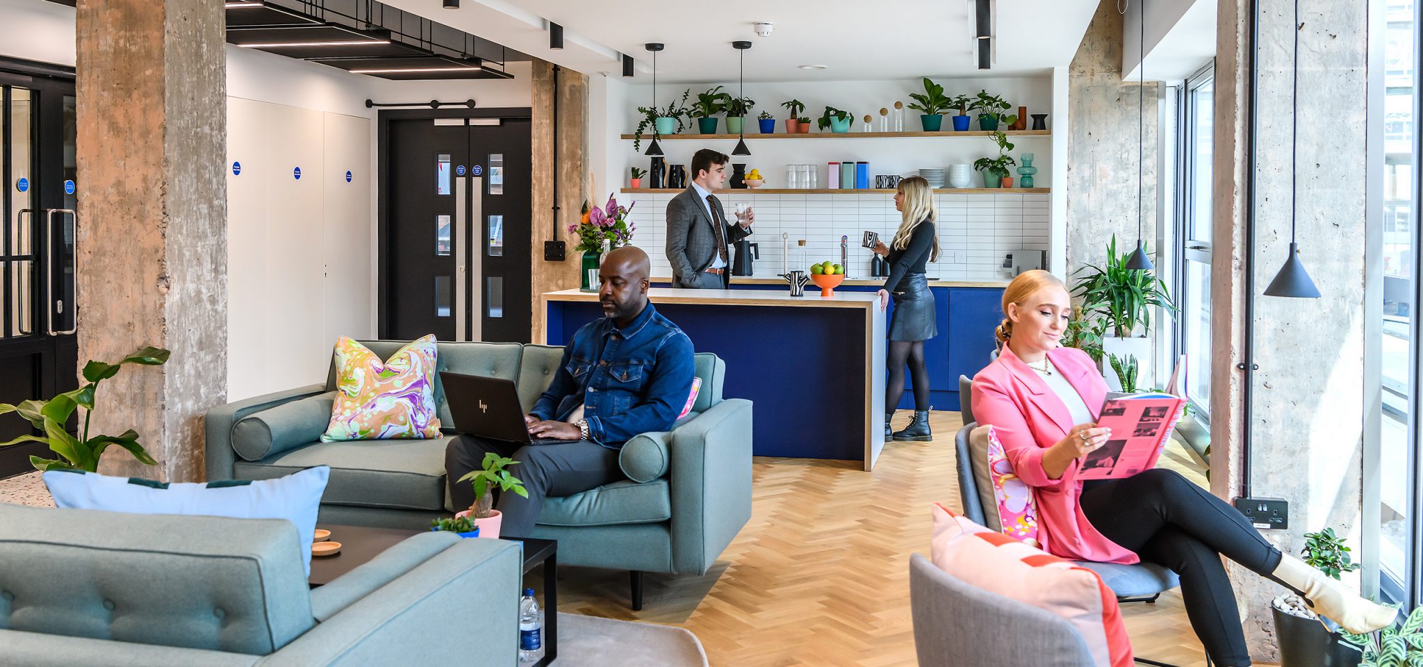 Kitchen area at The Southside Building offices to let in Birmingham.