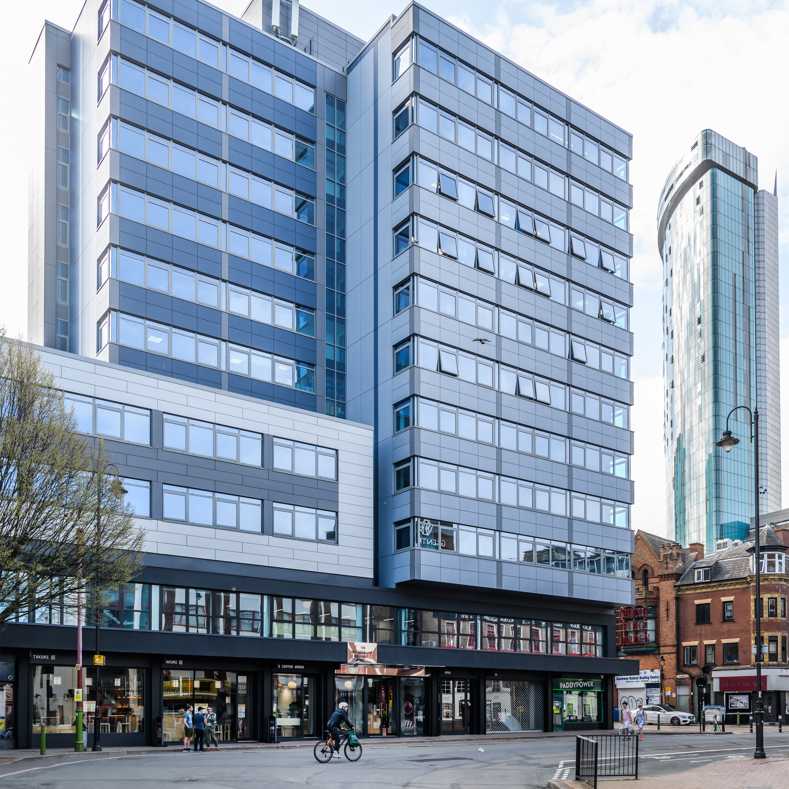 Exterior of The Southside Building offices to let in Birmingham.