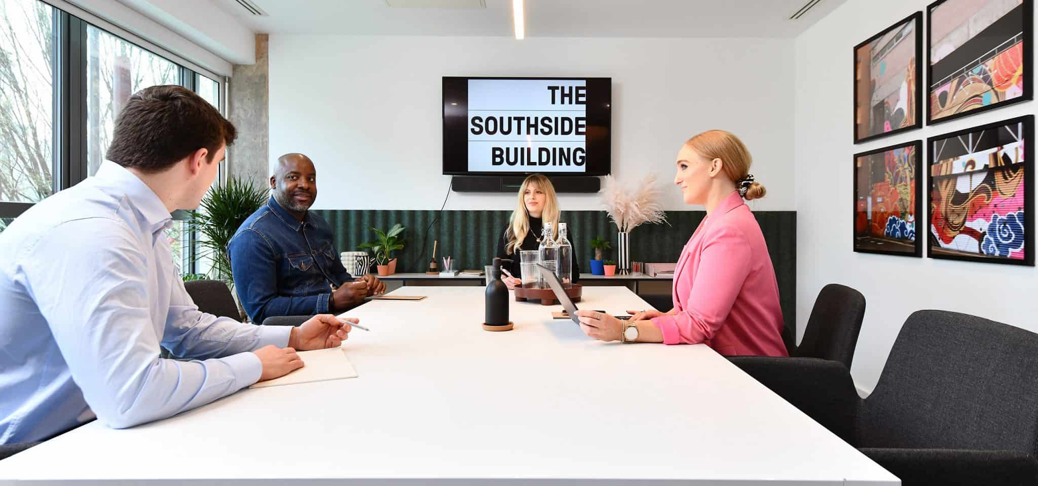 Meeting room inside The Southside Building offices to let in Birmingham.